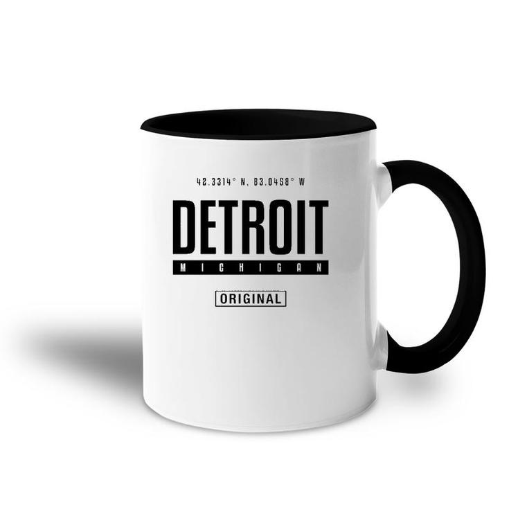 Detroit Coordinates Novelty Graphic Gift For Men Women Accent Mug