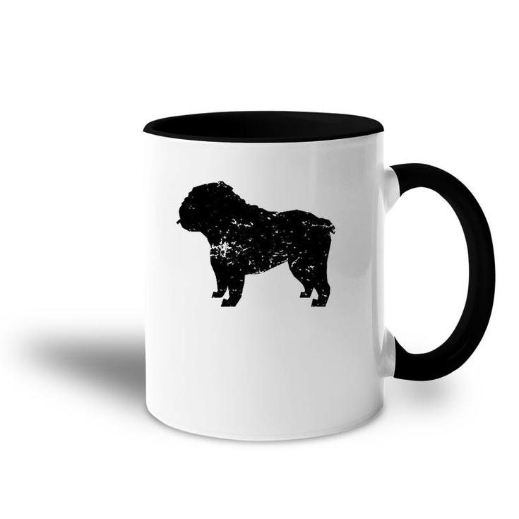Distressed English Bulldog Silhouette Dog Owner  Accent Mug