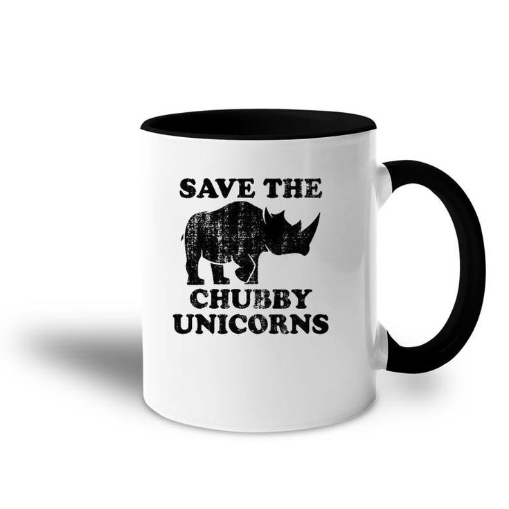 Distressed Save The Chubby Unicorns Vintage Style Accent Mug