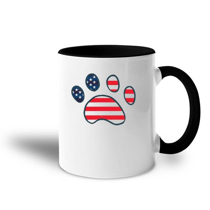 Dog Paw American Flag Patriotic Decor Outfit 4Th Of July Accent Mug