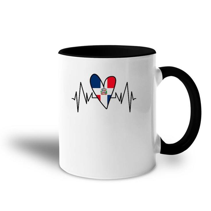 Dominican Flag Heartbeat Ekg Heart Accent Mug