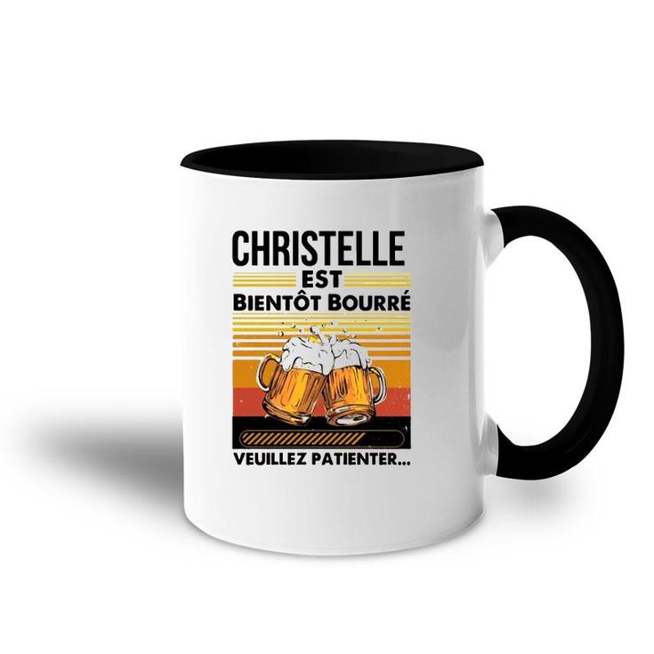Drinker Christelle Est Bientôt Bourré Veuillez Patienter Retro Vintage Beer Glasses Accent Mug