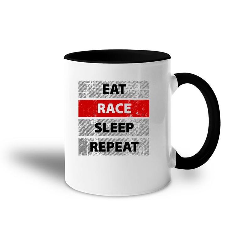 Eat Race Sleep Repeat Vintage Retro Distressed Racing  Accent Mug