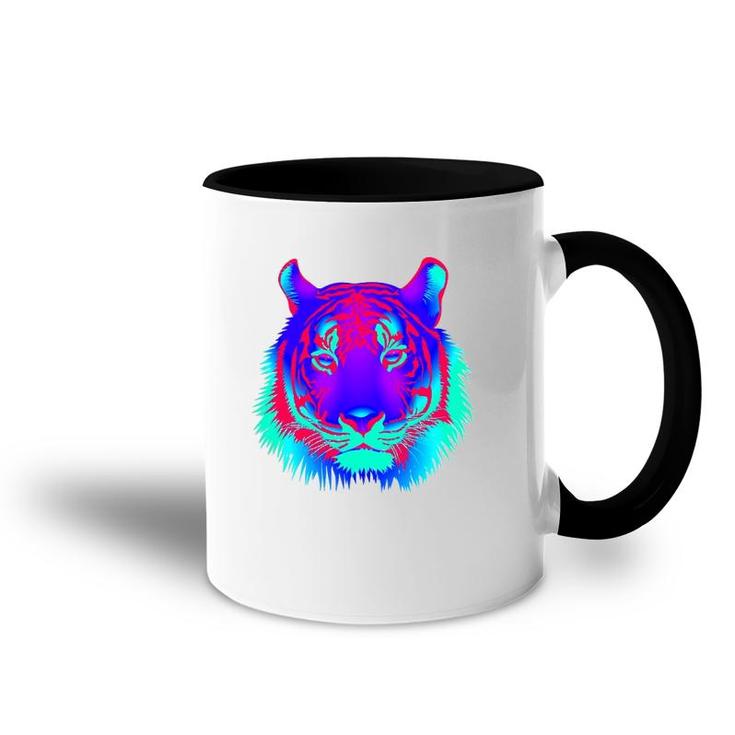Edm Electronic Dance Techno Colorful Tiger Rave Accent Mug