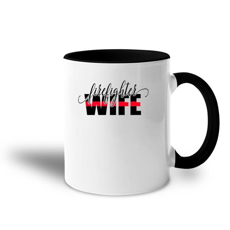 Firefighter Wife Thin Red Line Accent Mug