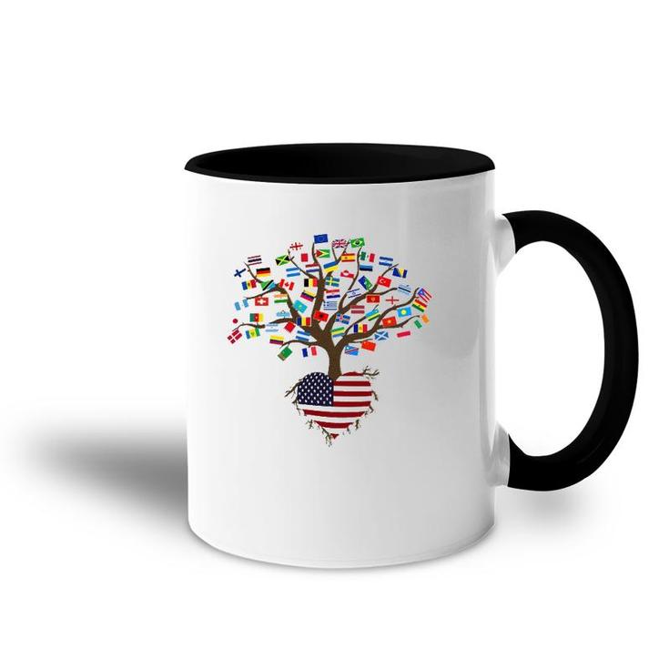 Flags Of The Countries Of The World And American Flag Accent Mug
