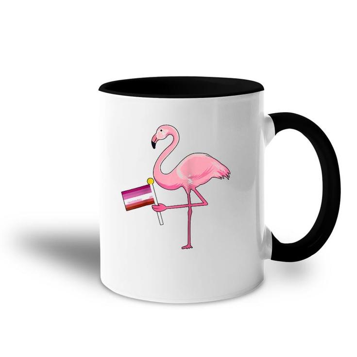 Flamingo Lesbian Flag Cute Lgbt Rainbow Gay Pride Gift Raglan Baseball Tee Accent Mug