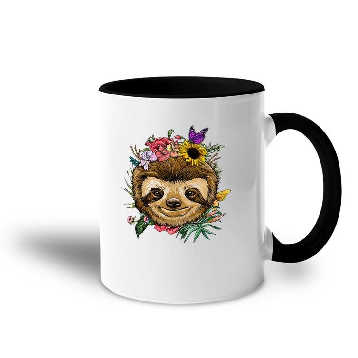 Floral Sloth Spring Nature Lovers Accent Mug
