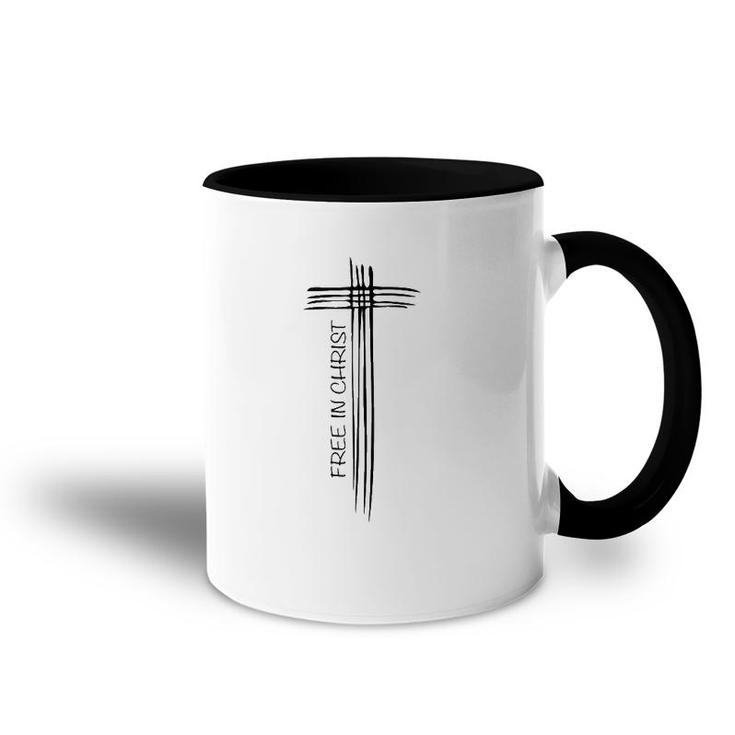 Free In Christ Cross John 836 Verse Accent Mug