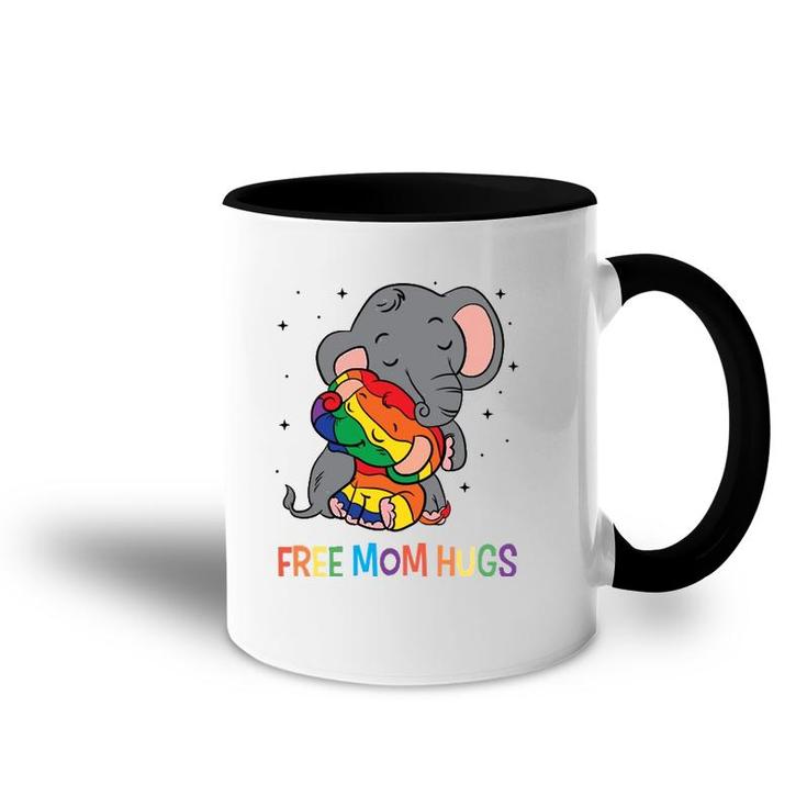 Free Mom Hugs Lgbt Mother Elephant Rainbow Womens Accent Mug