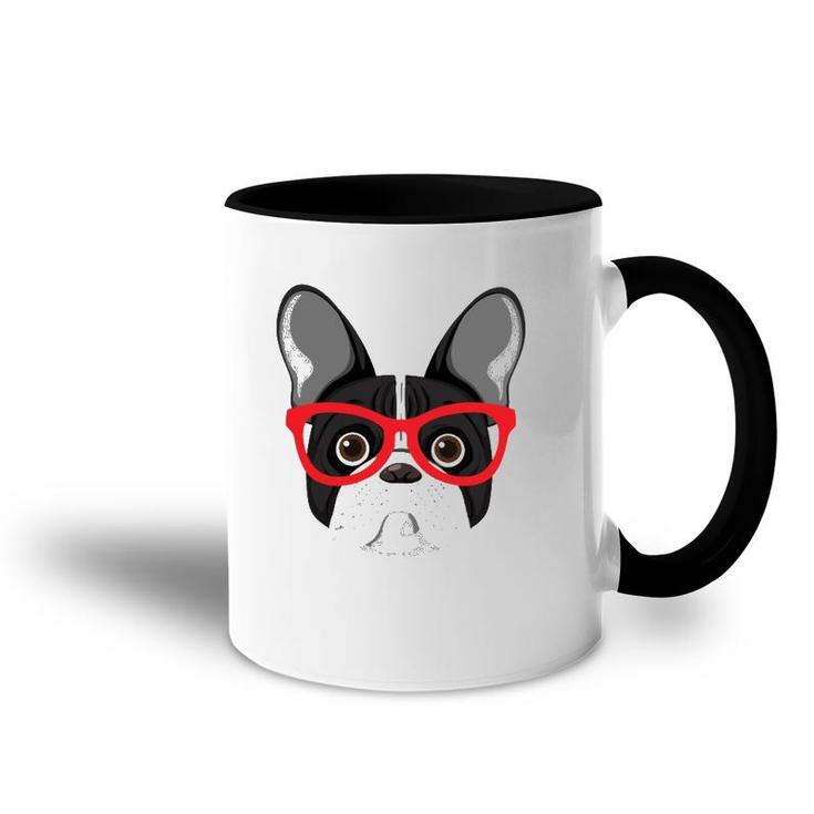 Frenchie With Glasses - Frenchie Bulldog  Accent Mug