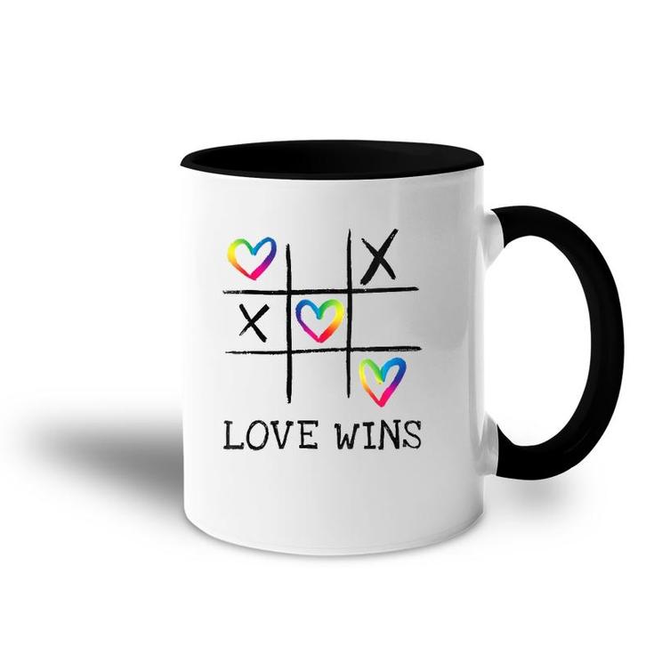 Fun Lgbtq Love Wins In Gay Pride Rainbow Colors - Gay Ally V-Neck Accent Mug