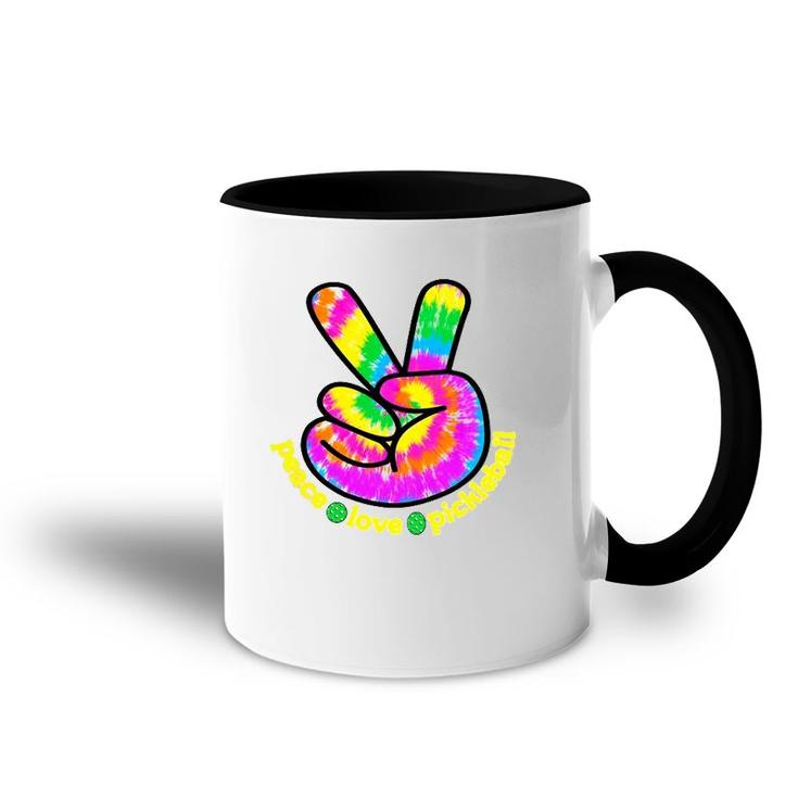 Fun Pickleballer  Peace Love Pickleball Swirl Tie Dye Accent Mug
