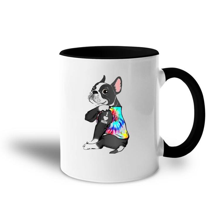 Funny Boston Terrier Dog Tattoo I Love Mom Mother's Day Gift Accent Mug