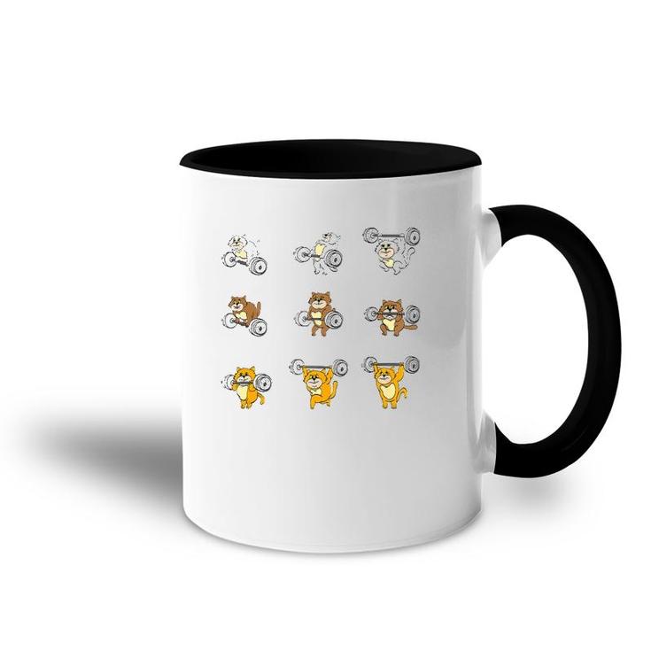 Funny Cats Deadlift Barbell Gym Workout  Accent Mug