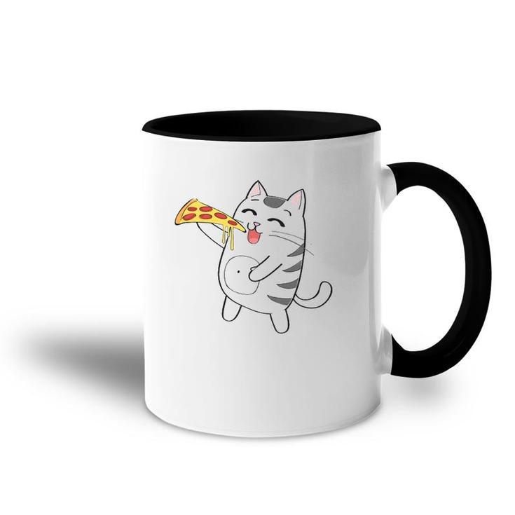 Funny Cute Cat Eating Pizza Cat Pizza Lovers Gift Accent Mug