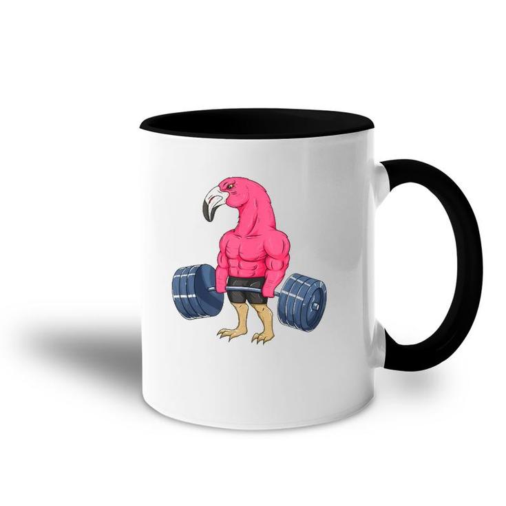 Funny Flamingo Weightlifting Bodybuilder Muscle Fitness  Accent Mug