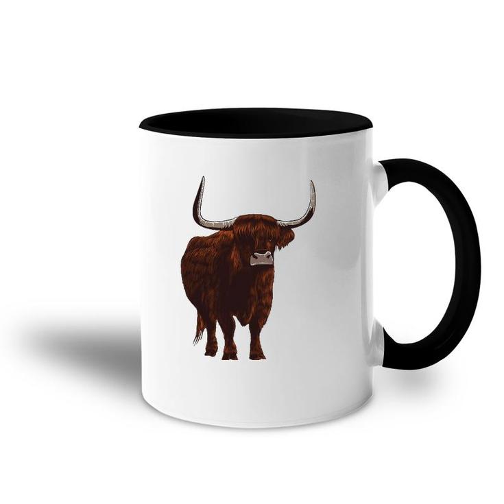 Funny Scottish Highland Cow Design For Men Women Hairy Cow Accent Mug