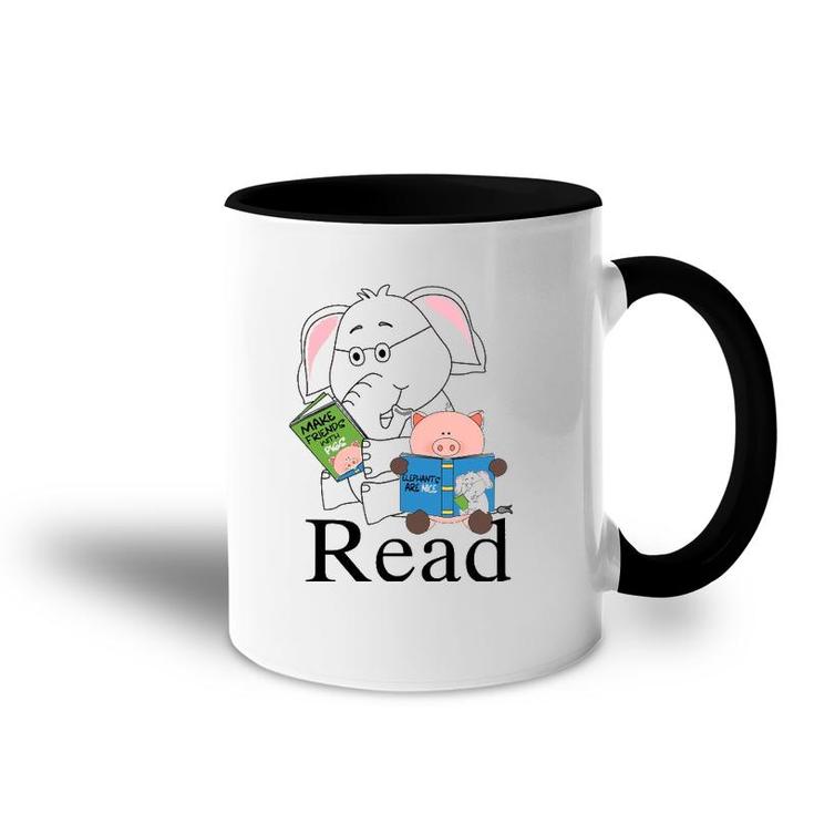 Funny Teacher Library Read Book Club Piggie Elephant Pigeons Accent Mug