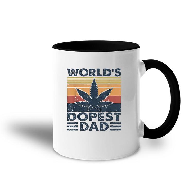 Funny Worlds Dopest Dad Cannabis Marijuana Weed Fathers Day Gift Accent Mug