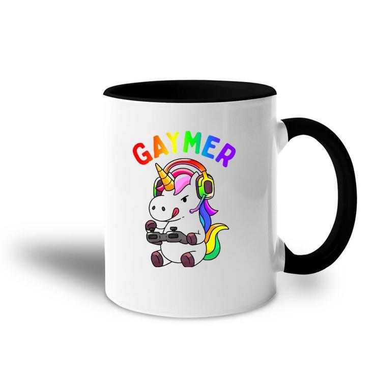 Gaymer Gay Pride Flag Lgbt Gamer Lgbtq Gaming Unicorn Gift  Accent Mug