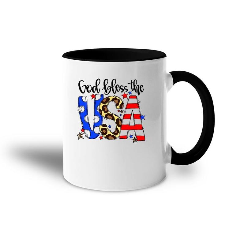 God Bless The Usa 4Th Of July Leopard Accent Mug