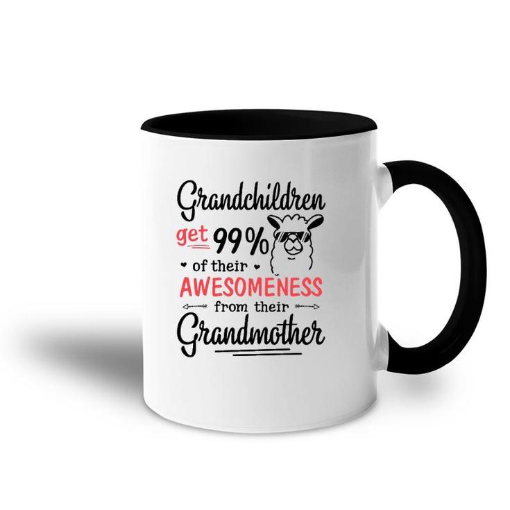 Grandchildren Get 99 Of Their Awesomeness From Their Grandmother Llama Version Accent Mug