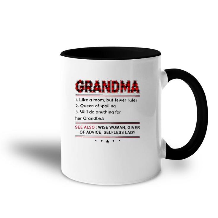Grandma Definition Like A Mom But Fewer Rules Red Plaid Print Accent Mug