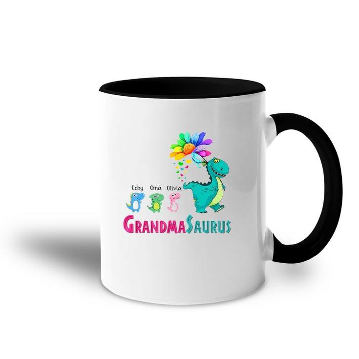Grandmasarus Dinosaur Trex Grandmother Coby Oma Olivia Sunflower Accent Mug
