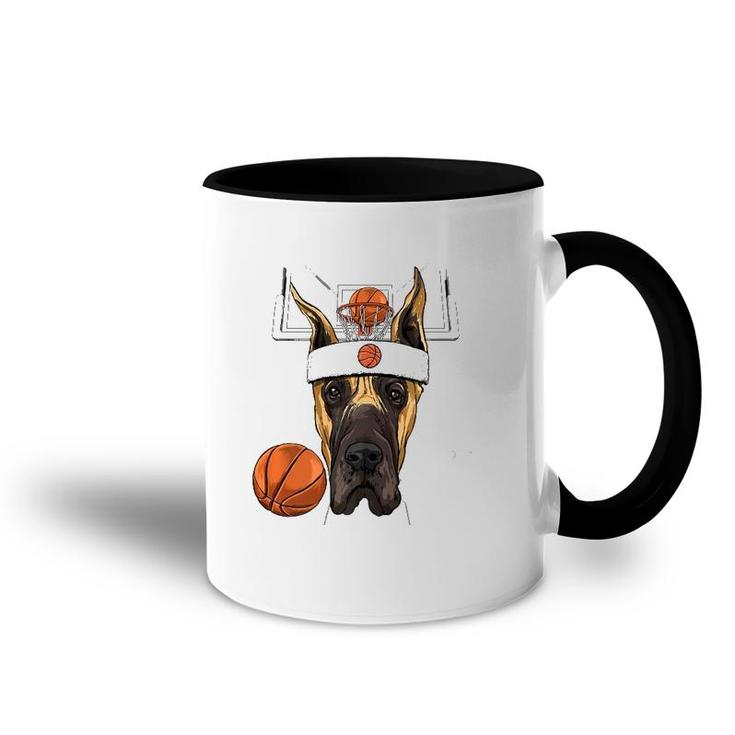Great Dane Basketball Dog Lovers Basketball Player  Accent Mug