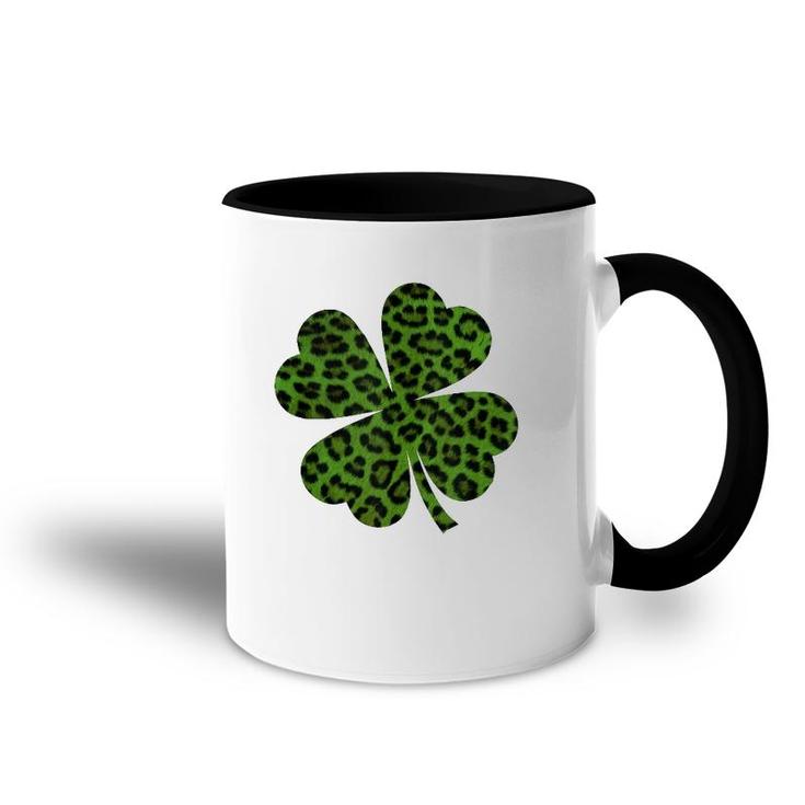 Green Leopard Shamrock Funny Irish Clover St Patrick's Day Tank Top Accent Mug