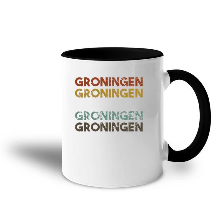 Groningen Netherlands Vintage 80'S Style Accent Mug