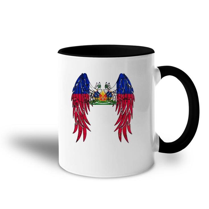 Haitian Flag Angel Wings Jesus Catholic Christian God Haiti Accent Mug