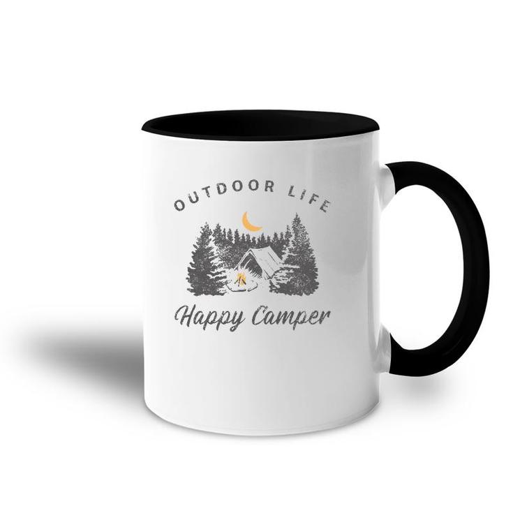Happy Camper Outdoor Life Forest Camp Camping Nature Vintage Accent Mug