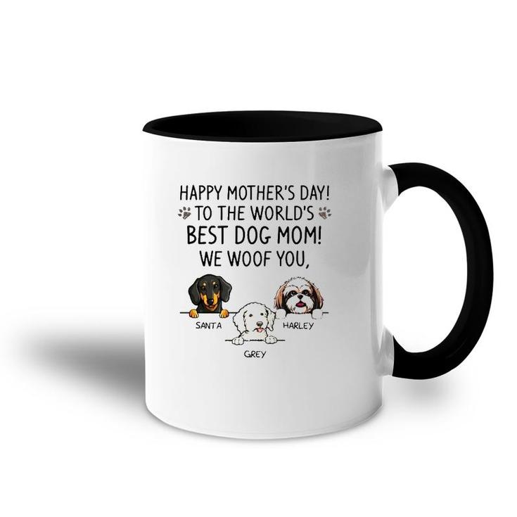 Happy Mother's Day To The World's Best Dog Mom We Woof You Santa Harley Grey Accent Mug