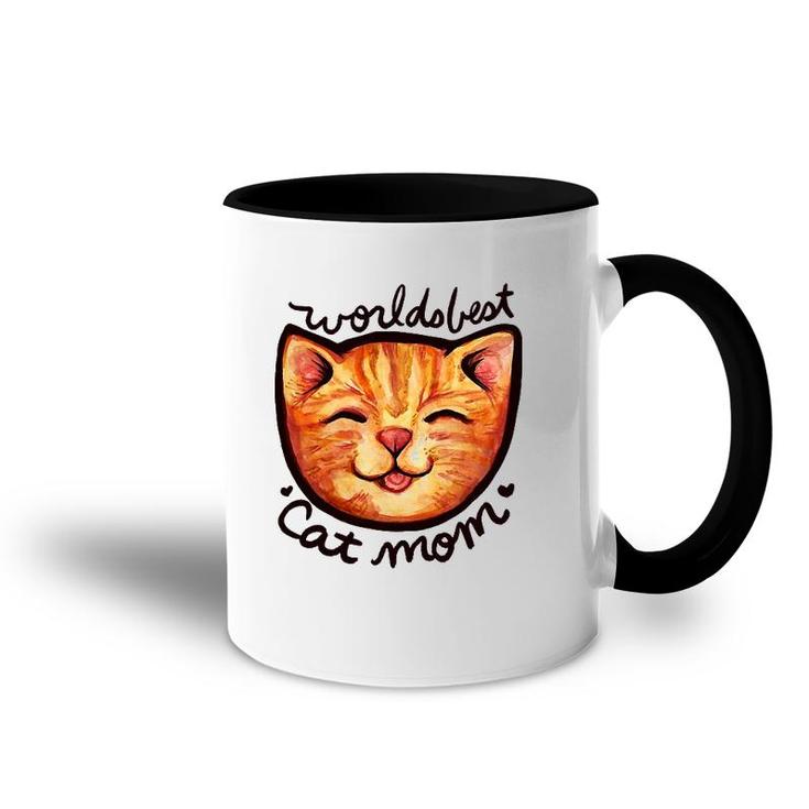 Happy Orange Tabby Cat Mom Accent Mug