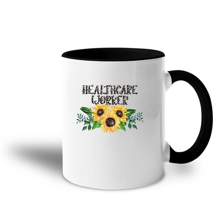 Healthcare Worker Leopard Text Sunflower Nurse Doctor Gift Accent Mug
