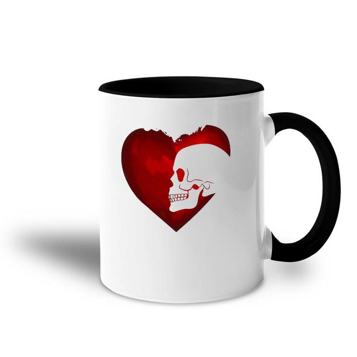 Heart Skull Happy Valentine's Day Accent Mug