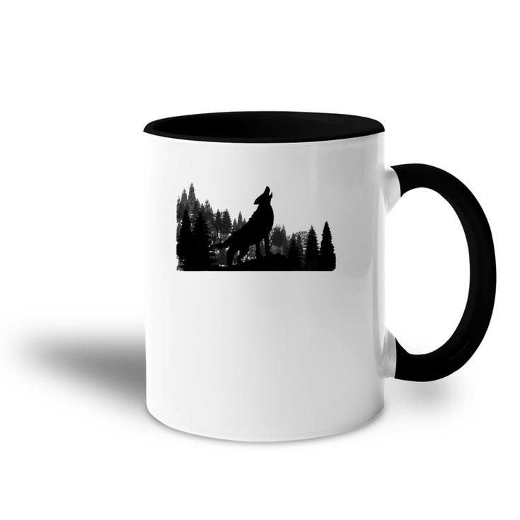 Howling Wolf Mountain Forest Tree  Accent Mug