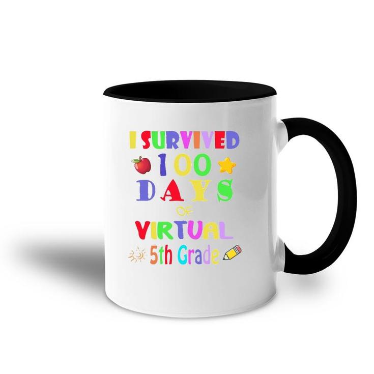 I Survived 100 Days Of Virtual 5Th Grade Students Teachers Accent Mug