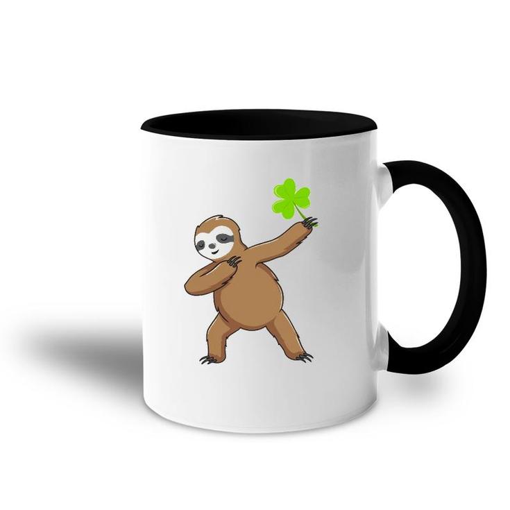Irish Leprechaun Dabbing Sloth St Patrick's Day Gift Green Accent Mug