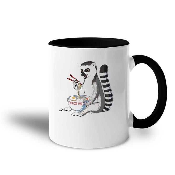 Japanese Noodles Kawaii Ramen Bowl Funny Lemur Accent Mug