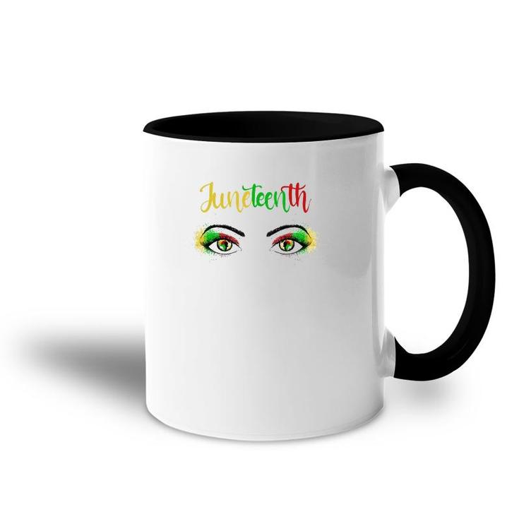 Juneteenth 1865 Bright Eyes African American Map Pan-African Colours Accent Mug