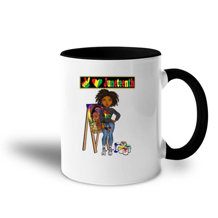 Juneteenth Black Women Melanin Peace Love Juneteenth Women Accent Mug