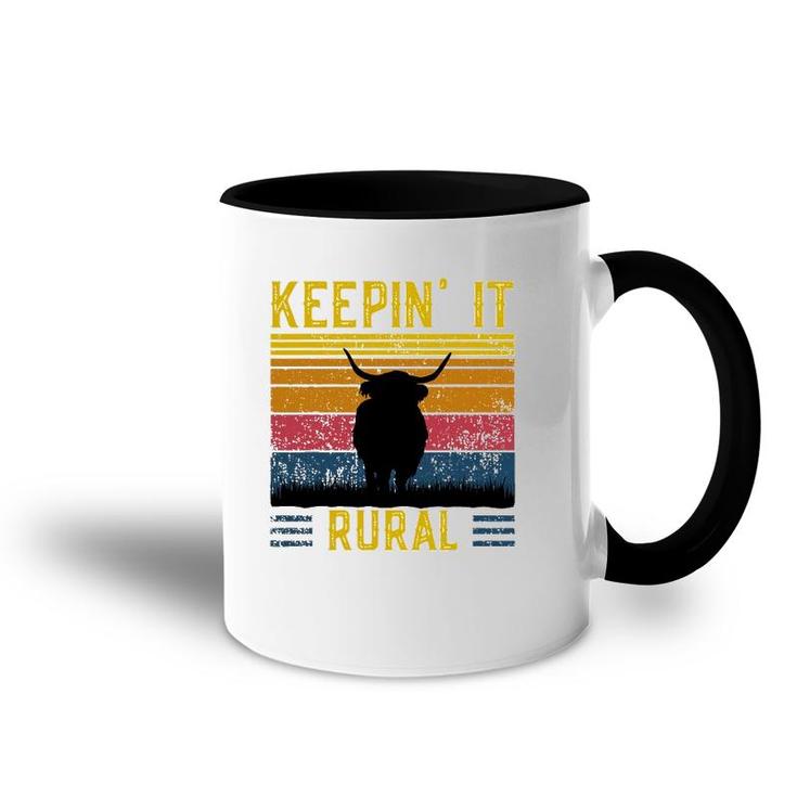 Keepin' It Rural Scottish Highland Cow For Cattle Farmer Accent Mug