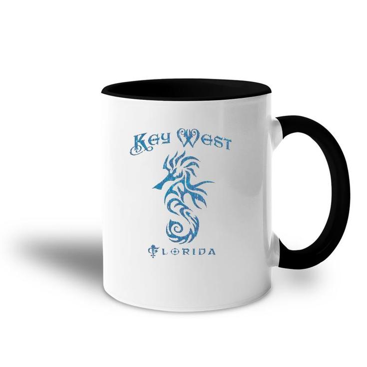 Key West Fl Seahorse Distressed Florida Gift Accent Mug