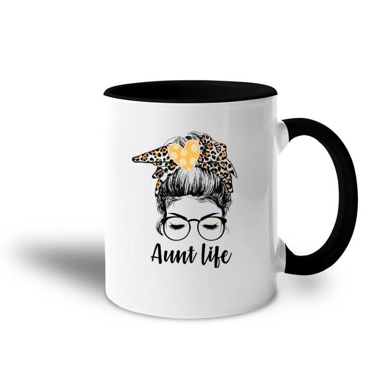 Leopard Auties Aunt Life Cute Messy Bun Girl Mother's Day Accent Mug