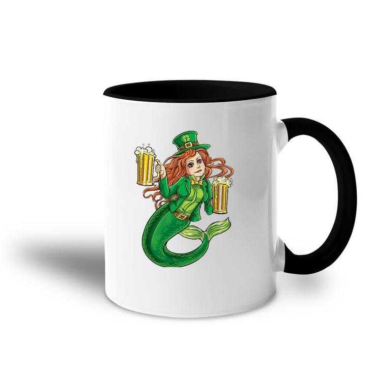 Leprechaun Mermaid St Patrick's Day Redhead Women Lady Beer Accent Mug