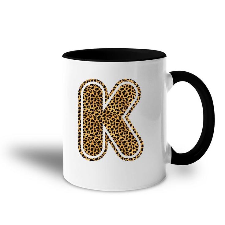 Letter K Leopard Print Initial Case Funny Birthday Gift Accent Mug