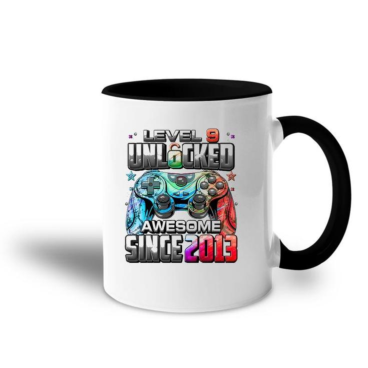Level 9 Unlocked Awesome Since 2013 9Th Birthday Gaming Accent Mug